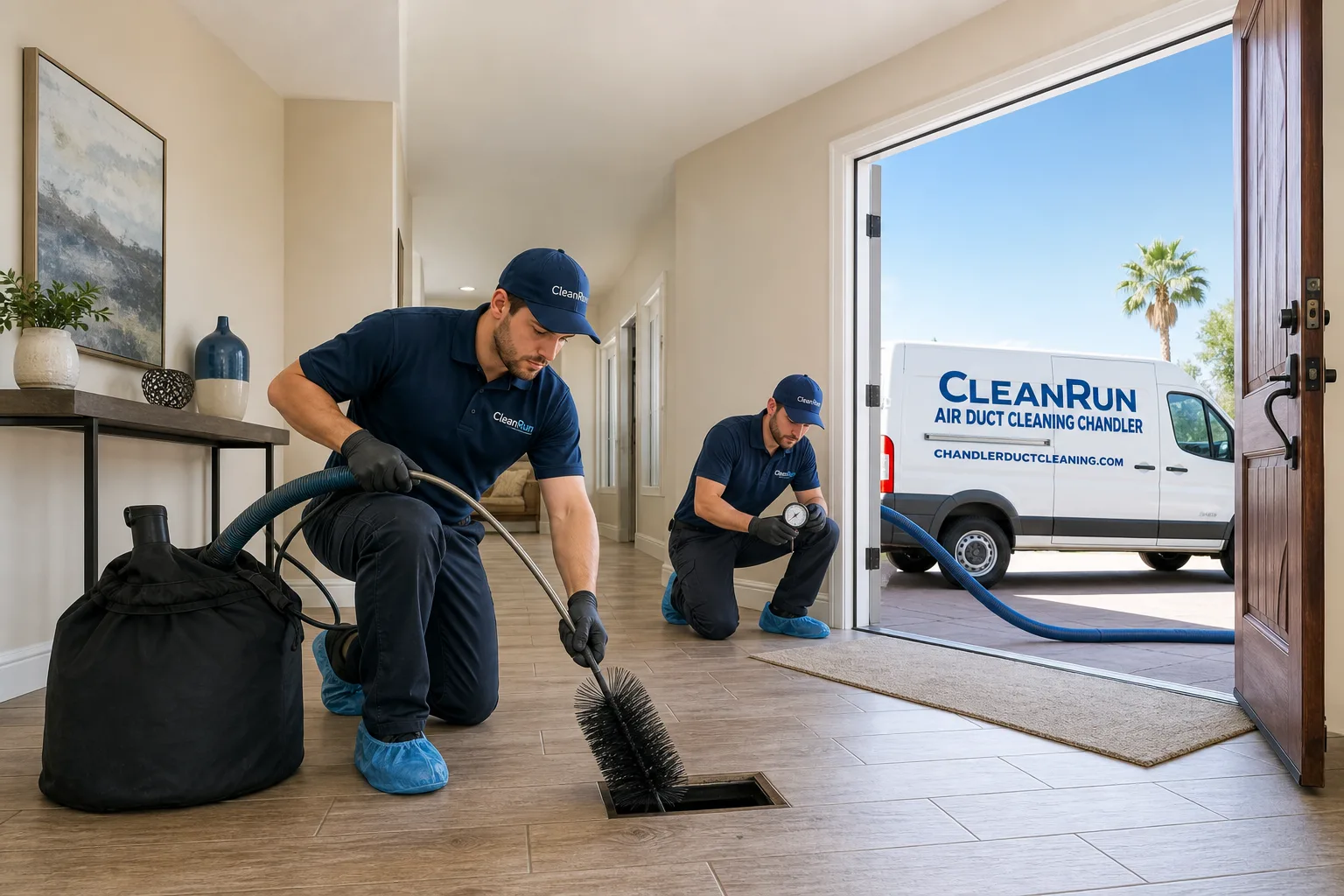 CleanRun Air Duct Cleaning Chandler air duct cleaning service vehicle and crew in Chandler, AZ